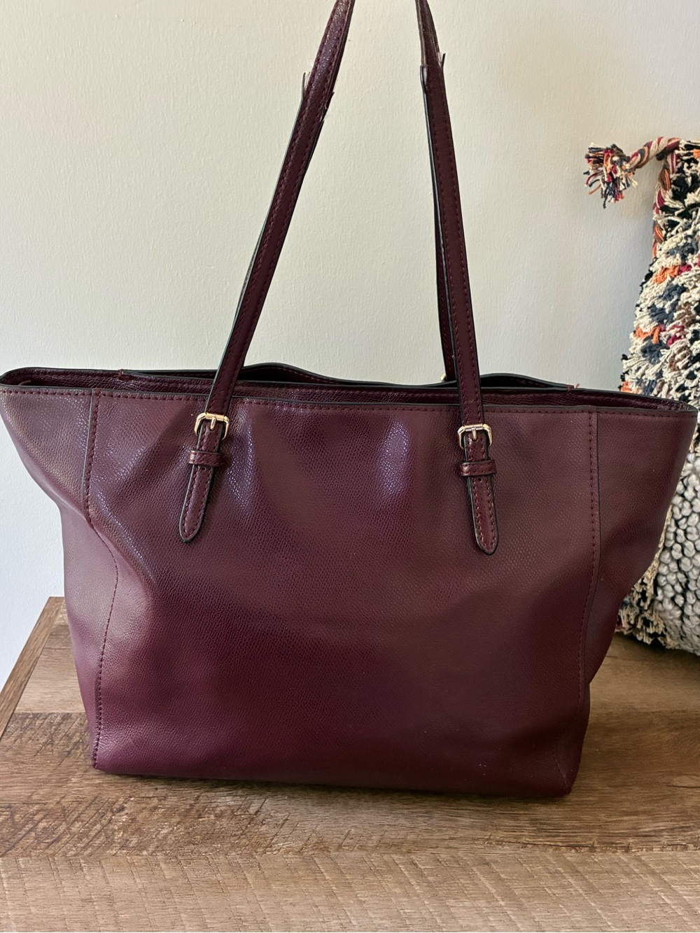 Coach Leather Turnlock Tote Purse, Oxblood Wine Red / Gold 36454 - Picture 9 of 16